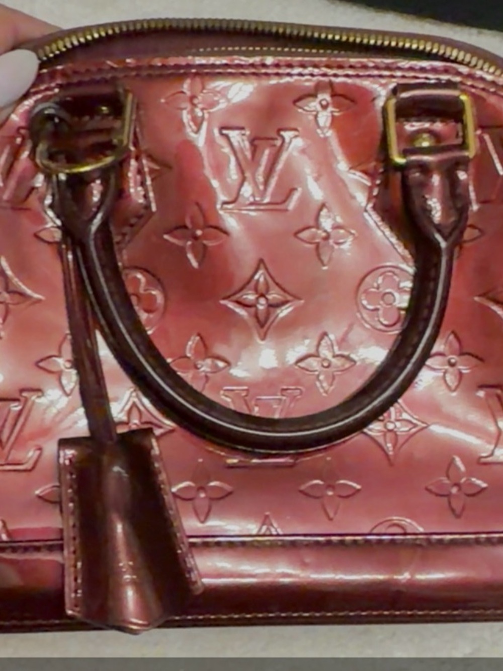 Louis Vuitton Cherry Red Vernis Alma Satchel